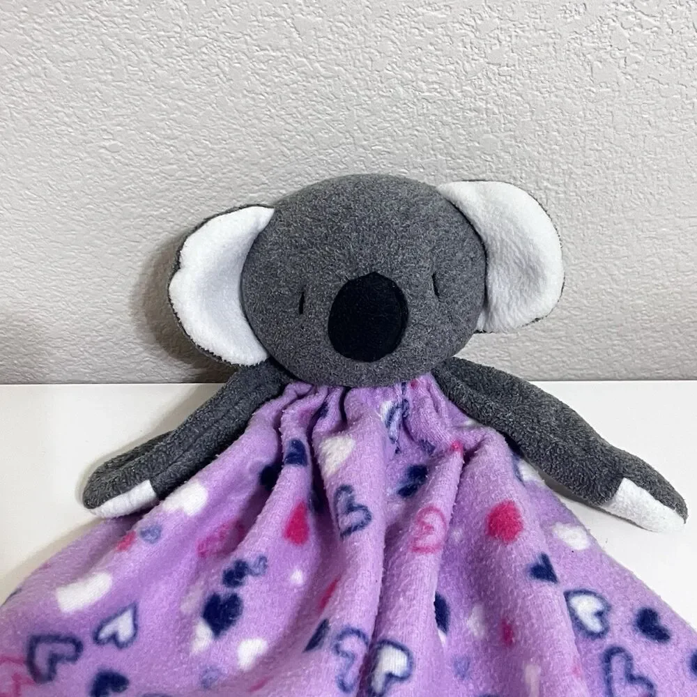 Cuddly Creations Koala Bear Security Blanket Lovey Lovie Purple Hearts Australia
